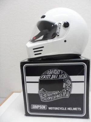 New Simpson Street Bandit White Motorcycle Helmet  M2015 XL -  White DOT/SNELL - Image 1 of 4