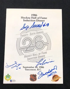 1986 Hockey Hall Of Fame Dinner Program Signed By 4 Inductees Beckett COA - Picture 1 of 3