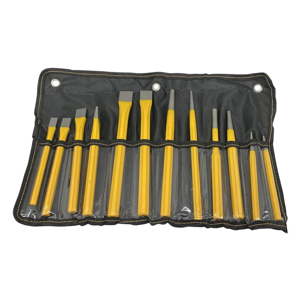 12-tlg Satz Flachmeißel Körner Splinttreiber Durchschlag Set Meisel Durchtreiber - Bild 1 von 4