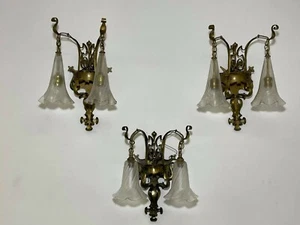 Set of 3 Art Nouveau Wall Sconces - Picture 1 of 12