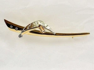 Aguja, Broche En 333 Oro 8 Quilates Con Citrino y Circonita - Imagen 1 de 2