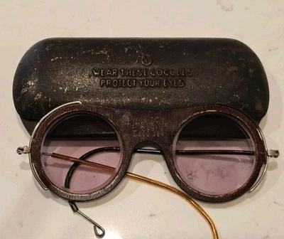 Vintage Antique WILLSON Welders Safety Goggles sunglasses 1920s 1930s Steampunk - Image 1 of 4
