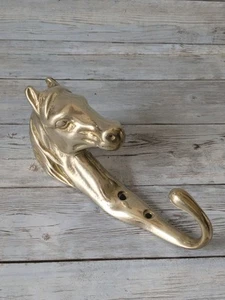 Vintage Solid Brass Horse Head Wall Hook 6" - Picture 1 of 7