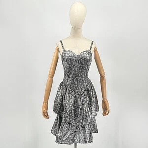 Abito da festa vintage anni 80 Anastasia Greco argento nero metallizzato a strati - Foto 1 di 9