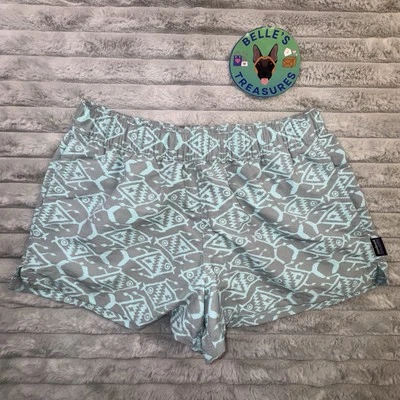 Pantalones Cortos Patagonia Para Mujer Pequeños Apenas Bolsos 2.5” Azul Gris Azteca Natación Occidental Foto 1 de 4