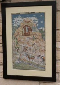 PERSIAN ART MANUSCRIPT PAINTING ON FABRIC SHAHNAMEH OF SHAH TAHMASP IRAN - Picture 1 of 15