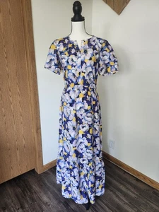 LOFT Floral Shirt Maxi Tiered Dress - Picture 1 of 5