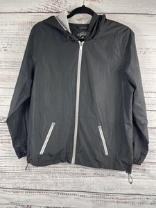Style & Co Sport Jacket Womens Medium Black Hooded Windbreaker Full Zip Pockets - Picture 1 of 7