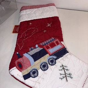Medias de Navidad acolchadas Pottery Barn Kids Train 23" nuevas con etiqueta - Imagen 1 de 13