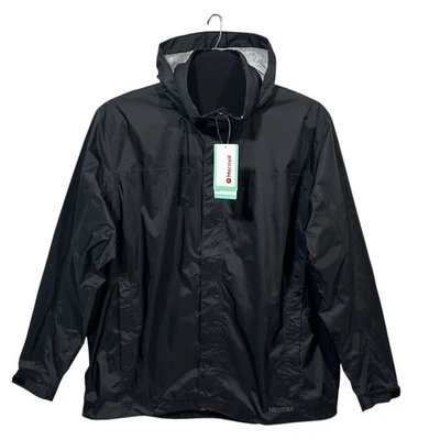 Marmot Men's PreCip Eco Rain Jacket 3X Black Waterproof Nylon Hooded Full Zip - Image 1 of 4
