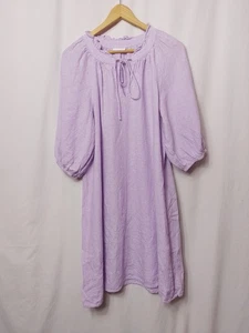 Sussan Ladies Lilac Tunic Linen Dress Puff Sleeve Size 10 EUC - Picture 1 of 6