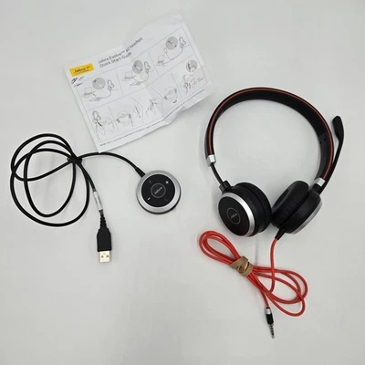 Jabra Evolve 40 Stereo USB Headset HSC017 6399-823-109 w/ ENC010 Adapter - Image 1 of 4