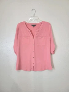 Ellen Tracy Women's Top Career Casual Pockets Gold Button Blouse Sz M  - Picture 1 of 12
