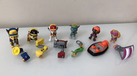 PAW PATROL Lifeguards Sea Pups Lot Of 6 MARSHALL ZUMA Rocky W/ Removable Pack Cover