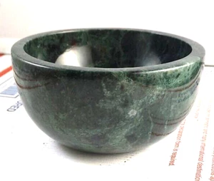 Natural Carved Green Jade Stone Jadeite Bowl Granite - Picture 1 of 3