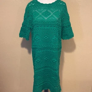 Boden Claudia Textured Chunky Open Knit Highland Green Sweater Dress Size 14L - Picture 1 of 8