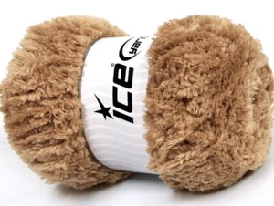 LOT OF 4 Ice PANDA Yarn #58816 LIGHT BROWN Short PLUSH EYELASH - Picture 1 of 4