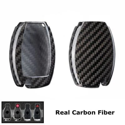 Funda funda llavero coche 100 % fibra de carbono real para accesorios Mercedes-Benz Foto 1 de 4