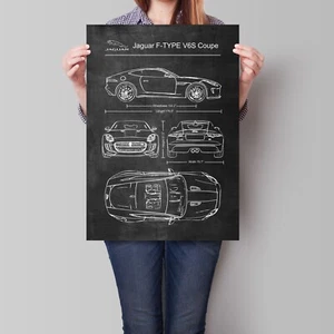 Jaguar F-type V6S Coupe Poster Retro Car Blueprint Patent Art Print - Picture 1 of 5