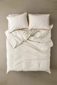NEW Urban Quilt Cover Washed Cotton Tassel KING Duvet Cover Blanket in Ivory - Picture 1 of 5