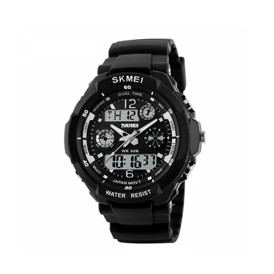 SKMEI Men's Waterproof Sport Army Alarm Date Analog Digital Black Wrist Watch UK - Image 1 of 4