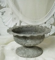 Pokal Vase Amphore Metall Weiss Shabby Vintage Landhaus Garten Deko 10x18cm