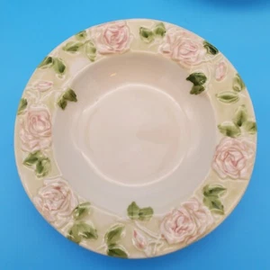 Hartstone Pottery Pink Tea Rose Wide Rimmed Soup Salad Bowls Set of 4 8.75in VTG - Picture 1 of 15
