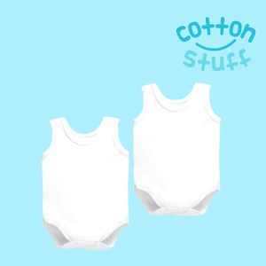 New Cotton Stuff Sleeveless Bodysuit 2-Pack (White, Small 3-6 Months, Unisex) - Picture 1 of 3