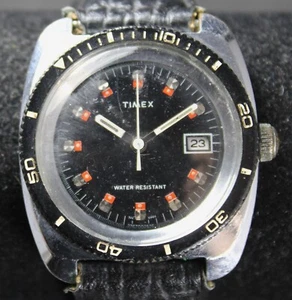 1976 Timex Marlin Diver 35mm Date Watch - 27670-02576 - Vintage - Runs - Bild 1 von 4