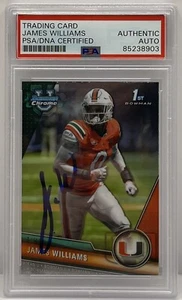 James Williams Signed 2023 Bowman Chrome U Rookie Card Miami Hurricanes PSA/DNA - Picture 1 of 2