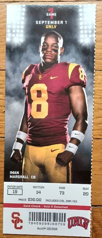 2018 USC Trojans UNLV Ticket Stub Amon-Ra St. Brown NCAA Debut + 1st TD Cover