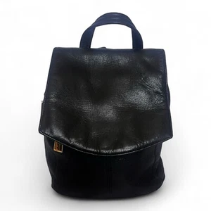 Vintage Y2K Tignanello Leather Mini Backpack Black Purse Pebble Genuine Leather - Picture 1 of 12