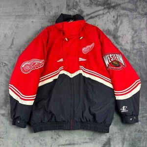 Rare Vintage 90's Detroit Red Wings Pro Line Logo Athletic Puffer Jacket NHL L - Picture 1 of 15