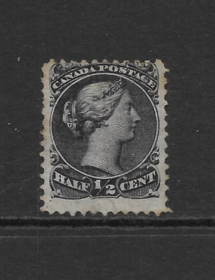 CANADÁ SCOTT 21 USADO FINO - EDICIÓN 1868 1/2c BLACK QUEEN VICTORIA Foto 1 de 2