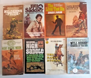 8 western paperbacks various authors Will Henry John Hunter Gene Curry more - Picture 1 of 2