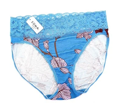 Soma Embraceable Super Soft Lace High Leg ~Autumnal Floral M Aqua~ Size: M [NWT] - Image 1 of 3