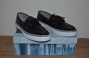 Sperry Top-Sider Bahama schwarz glänzend gewachstes Canvas Größe 13 limitierte Auflage neu mit Etikett - Bild 1 von 8