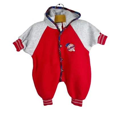Vintage Small Steps Fleece Hooded Bunting Romper Handyman Mr Fix It Size 3-6 M Foto 1 de 4