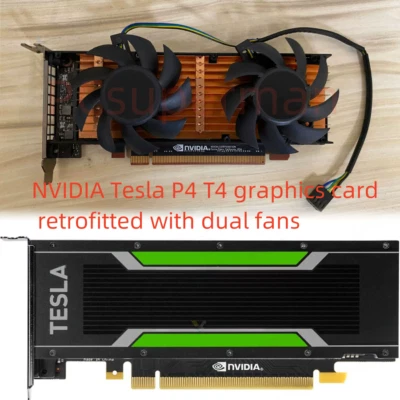 NVIDIA Tesla P4 T4 Graphics Card Retrofitted with Cooling Fan 4Pin PWM Interface - Image 1 of 4