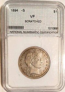 Medio dólar barbero de 1894 90% plata fecha clave rara rasguño detalles muy finos en muy buen estado - Imagen 1 de 4