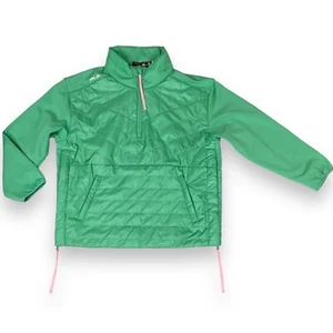 Ralph Lauren RLX Sweatshirt Women Medium Green Quilted Zip Hybrid Long Sleeve - Picture 1 of 18