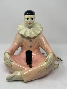 VINTAGE ART DECO REGAL SITTING PIERROT HARLEQUIN TABLE LAMP CHALKWARE PLASTER - Picture 1 of 9
