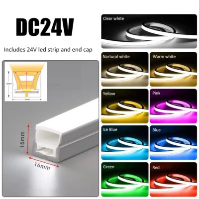 24V Silicone Flexible LED Neon Strip Light Waterproof Indoor Outdoor Home Decor - Image 1 of 4