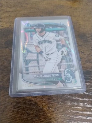 JARED SUNDSTROM 2025 BOWMAN CHROME 1ST REFRACTOR MARINERS /399 BCP-85 - Image 1 of 2