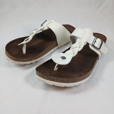 Sandalias Cliffs White Mountain Grier para mujer 9,5 blancas con plantilla de corcho trenzado Foto 1 de 4