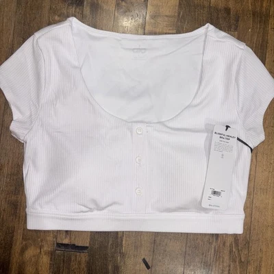 Nuevo con etiquetas Sujetador Alo Yoga Blissful Henley Talla Grande Blanco ¡NUEVO! Acanalado Foto 1 de 3