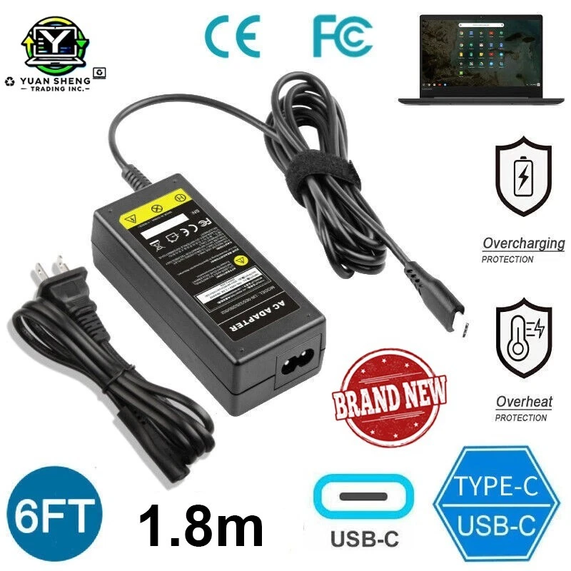 45W Type-C Wall Charger for Samsung Chromebook 4 Plus Pro Lenovo N23 Yoga Flex - Image 1 of 1