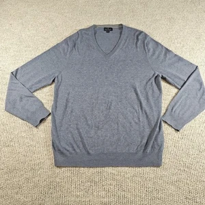 Brooks Brothers Sweater Mens L Blue Gray Supima Cotton V-Neck Pullover Classic - Picture 1 of 8