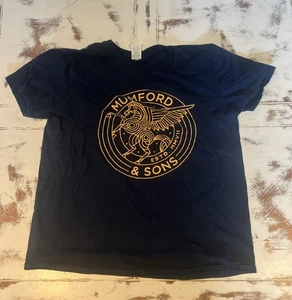 Mumford & Sons Blue Pegasus Band Shirt Womens Large blue Fast Ship - Picture 1 of 3