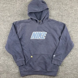 Vintage Y2K Nike Spellout Navy Faded Hoodie Size Medium Distressed - Picture 1 of 8